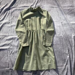 Vintage 1970's PBJ Junior Petites Green Long Sleeve Prairie Cottagecore Dress S